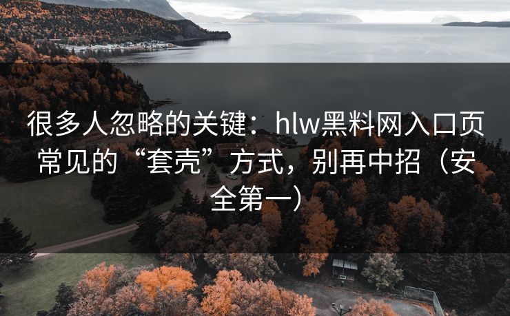 很多人忽略的关键:hlw黑料网入口页常见的“套壳”方式,别再中招(安全第一) 很多人忽略的关键:hlw黑料网入口页常见的“套壳”方式,别再中招(安全第一)