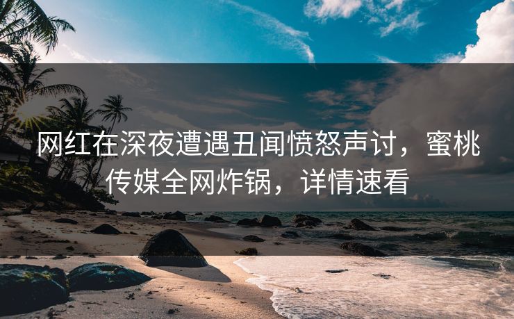 网红在深夜遭遇丑闻愤怒声讨，蜜桃传媒全网炸锅，详情速看