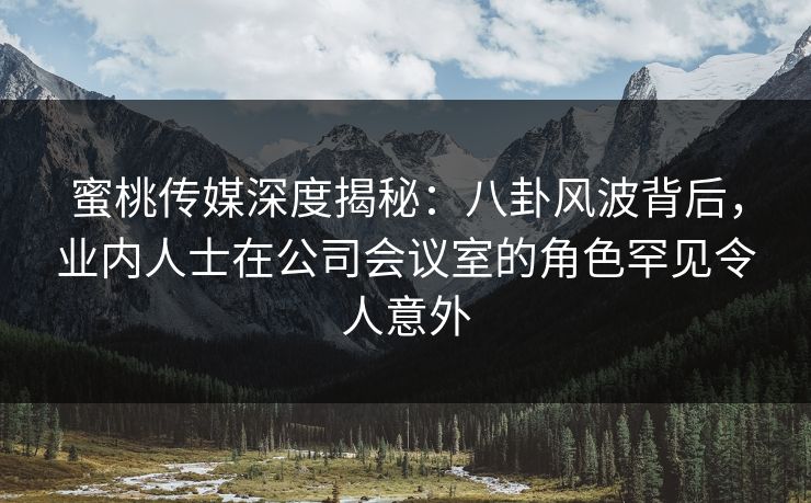 蜜桃传媒深度揭秘：八卦风波背后，业内人士在公司会议室的角色罕见令人意外