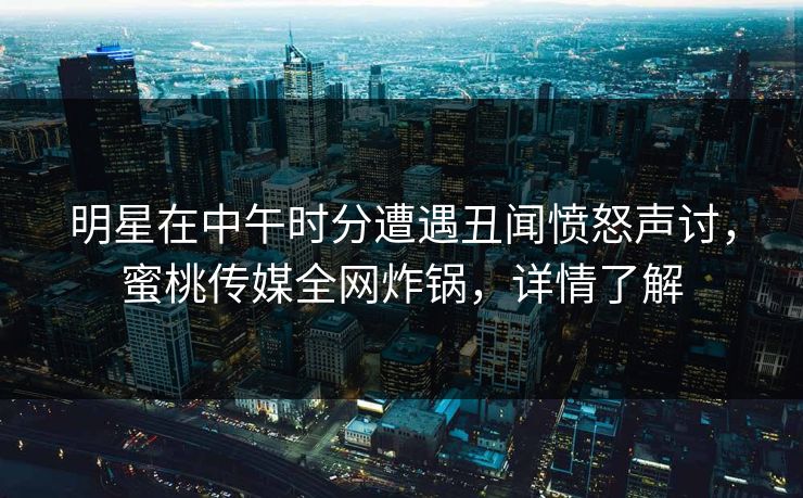 明星在中午时分遭遇丑闻愤怒声讨，蜜桃传媒全网炸锅，详情了解