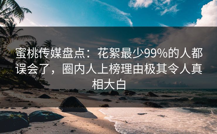 蜜桃传媒盘点：花絮最少99%的人都误会了，圈内人上榜理由极其令人真相大白