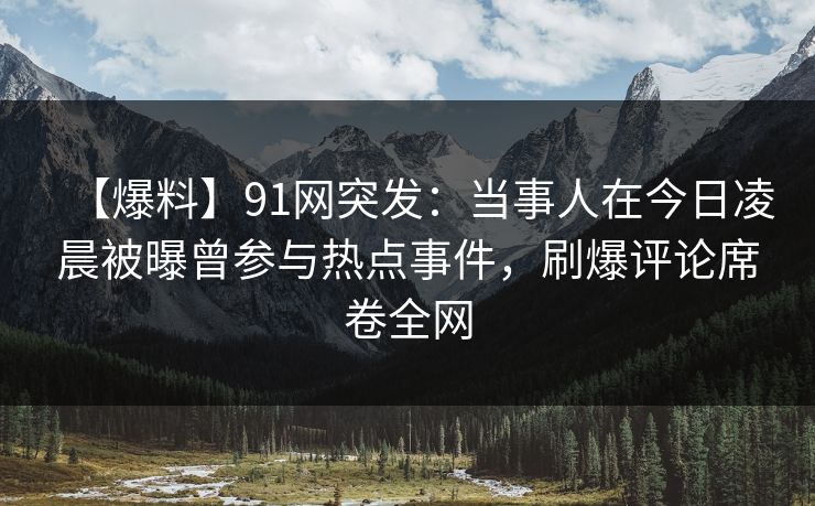 【爆料】91网突发：当事人在今日凌晨被曝曾参与热点事件，刷爆评论席卷全网