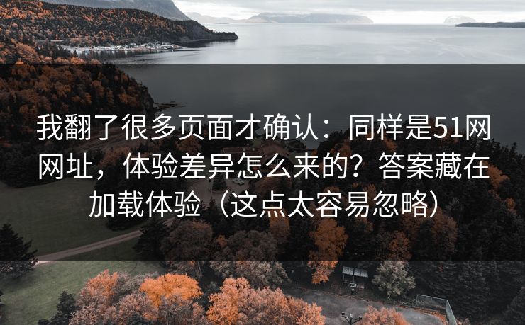 我翻了很多页面才确认：同样是51网网址，体验差异怎么来的？答案藏在加载体验（这点太容易忽略）